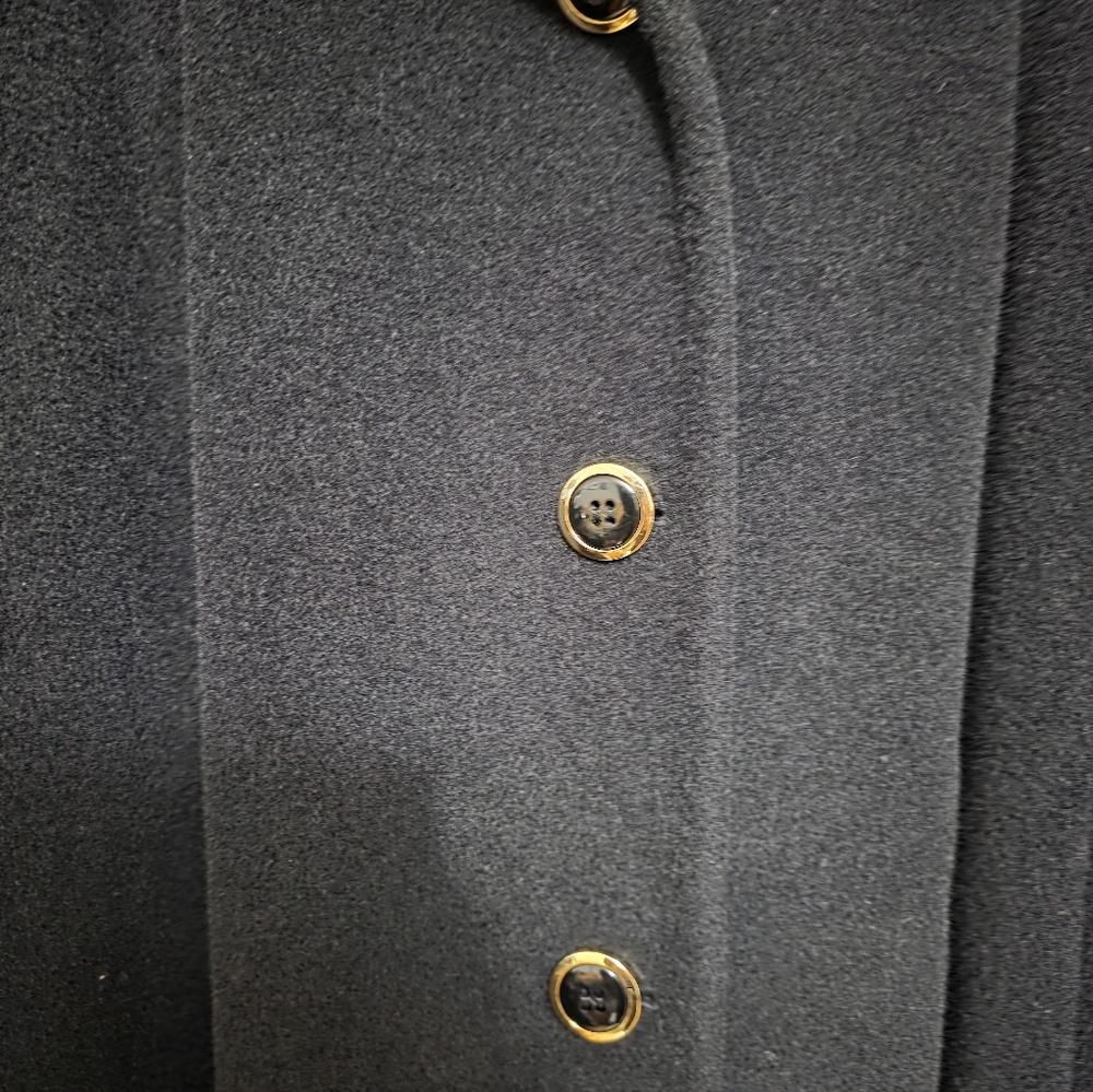 Cinzia Rocca By Rodel Black Winter Wool Coat w Fox Fur Trim Cuffs IT46/ US 16 - Picture 5 of 17